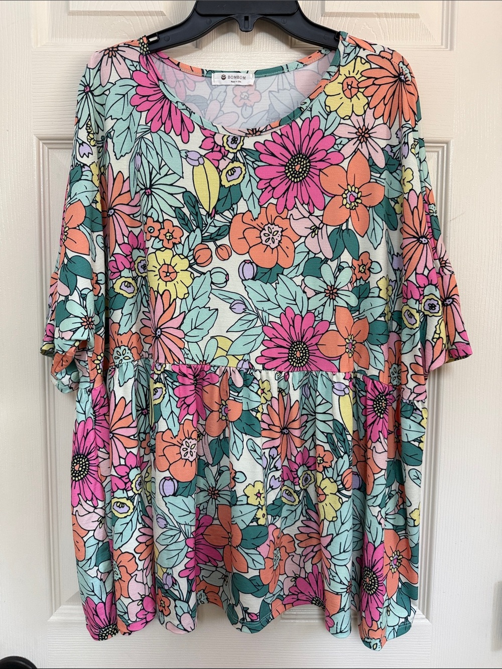 Boho Floral Mint Tunic Top by Bonton